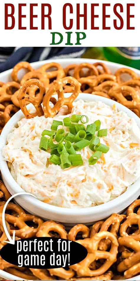 Beer Cheese Dip is a 5 minute recipe with just 4 ingredients. Creamy and zesty with a light beer flavor, it's a perfect pub-style cheese dip for a party! Beer And Cheese Dip, Cheese Dip Appetizers, Dip With Pretzels, No Cook Dips, Cheese Dip Cream Cheese, Pretzels Dip, Tailgate Cheese Dip, Beer Cheese Pretzel Dip, Dips To Eat With Pretzels