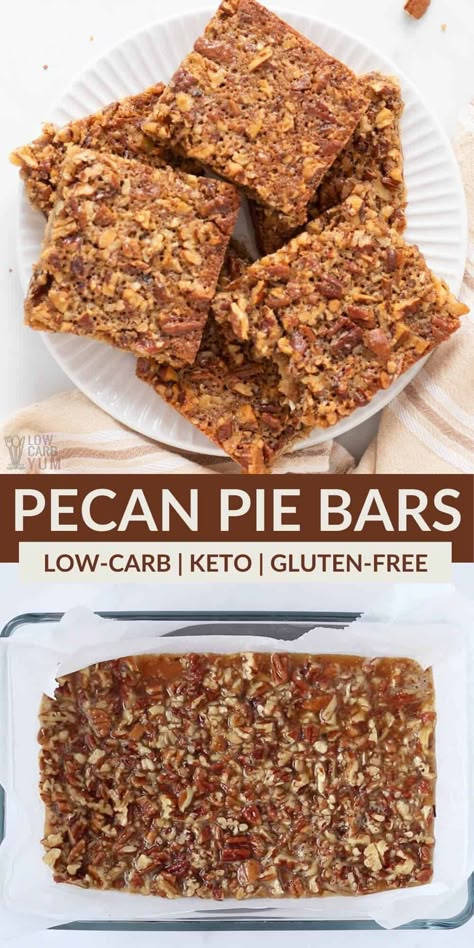 Keto Pecan Pie Bars - Low Carb Yum Healthy Pecan Pie Bars, Paleo Pecan Pie, Low Carb Pecan Pie, Healthy Pecan Pie, Southern Pies, Keto Pecan Pie, Pecan Bars, Desserts Keto, Postre Keto