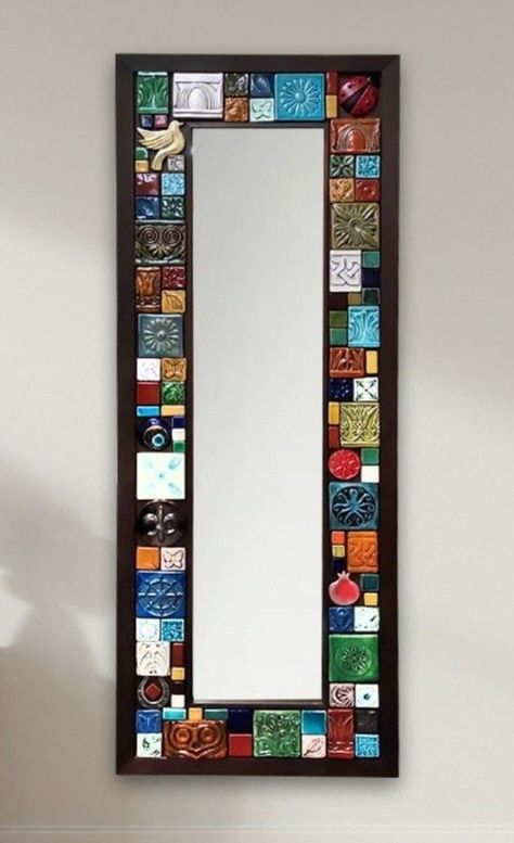 Mozaik Mirror, Mosaic Art Drawing, Full Length Mirror Decor Ideas, Tile Mirror Frame, Wall Mirror Decor, Mosaic Mirror Frame, Drawing Room Interior Design, Drawing Room Interior, Tile Furniture