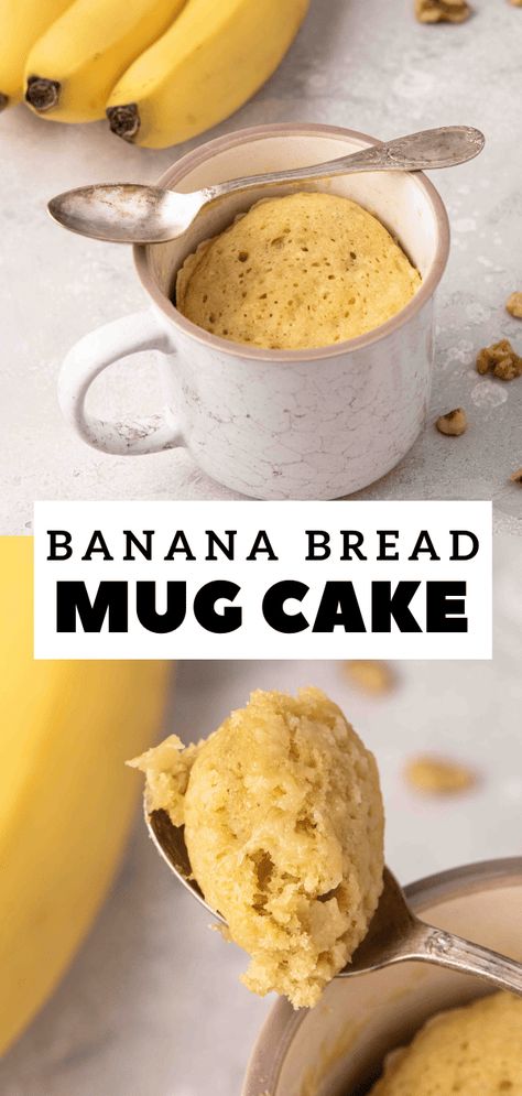 This single serve banana bread mug cake recipe is an easy single serve treat to make any day of the week! Single Serve Banana Bread, Banana Bread In A Mug, Cake For One Recipe, Banana Bread Mug Cake, Easy Banana Bread Recipes, Bread In A Mug, Banana Bread Mug, Dessert For One, Banana Mug Cake