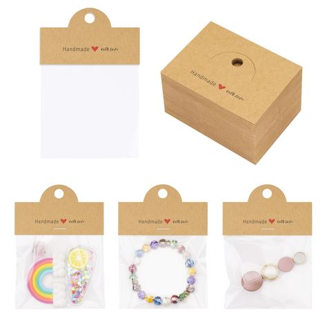 PRICES MAY VARY. [Jewelry Display Clear Bags Set] - Package includes 100pcs paper display cards and 100pcs self-sealing clear bags. Can make up to 100 sets of jewelry display cards. The size of paper display cards is 3.15" x 2.36"/8cm x 6cm, and the size of each clear bag is 3.15" x 4"/8cm x 10cm. [Premium Jewelry Packaging Set] - The paper display cards by joycraft are made of 350GSM kraft paper,, non-toxic and odorless, sturdy and durable, not easy to tear or deform, keep good shape and can be Small Business Ideas Products, Bags For Small Business, Jewelry Booth, Jewelry Package, Clear Pouch, Jewelry Display Cards, Craft Packaging, Brown Jewelry, Bag Display