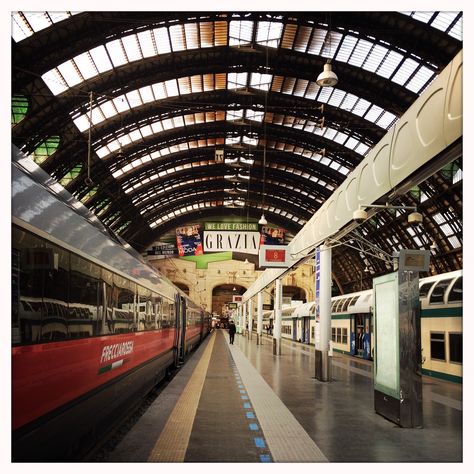 Stazione Milano Centrale. The Milan central station is the gateway to many beautiful destinations near and far. The Frecciarossa will take you to Venice from Milan in a little over two hours. For tickets and schedules go to www.trenitalia.com Milan Central Station, Living In Italy, Lucerne, Central Station, Zurich, Geneva, Beautiful Destinations, Venice, Rome