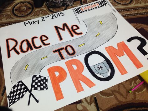 Racing Promposal Ideas, Racing Hoco Proposals, Car Hoco Poster, Race Car Promposal Ideas, Formula 1 Promposal, Promposal Car Ideas, Race Car Hoco Proposal, Cars Homecoming Proposal, Hot Wheels Promposal Ideas