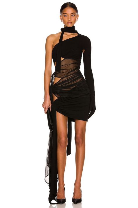 Mugler Dress, Mugler Black, Tight Dress Outfit, Snake Venom, Eve Dresses, New Years Eve Dresses, Scarf Dress, Fashion Inspiration Design, Dark Fashion