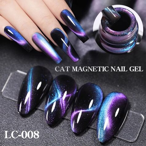 Purple Nail Designs, Nail Art Gel, Manicure Gel, Eye Nails, Fancy Nails Designs, Awesome Nails, Glamour Nails, Nail Beauty, Cat Eye Nails