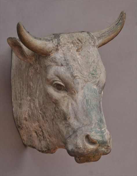 PAINTED ZINC BULL'S HEAD WALL MOUNT Wood Bull Head, Ceramic Cow Sculpture, Bull Sculpture Clay, Cute Cow Sculpture, Bull Statue, Bull Art, Paper Mache Animals, Bull Head, Cow Head