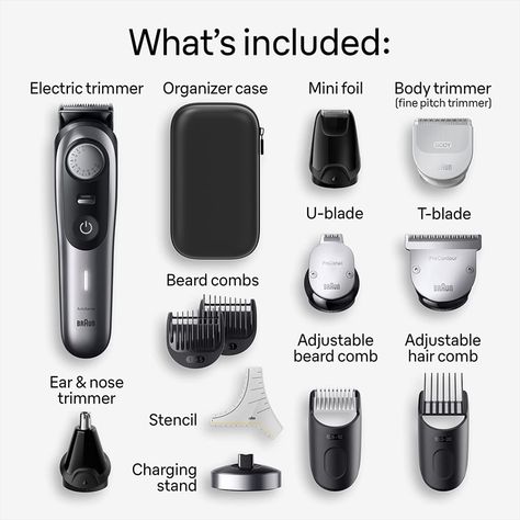 Braun All-in-One Style Kit Series 9 9440, 13-in-1 Trimmer for Men with Beard Trimmer, Body Trimmer for Manscaping, Hair Clippers Braun Hair, Beard Game, Holiday Gifts For Men, Birthday Gifts For Boyfriend Diy, Shaving Kit, Beard Combs, Hair Trim, Beard Trimmer, Trim Styles