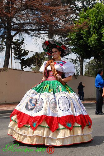 Jalisco, Mexico | Participant at East Los Angeles Mexican In… | Flickr Guadalajara Mexico Outfits, Mexico Festival, Mexico Outfits, Mexico Dress, Independence Day Parade, Mexican Quinceanera Dresses, Mexican Independence Day, Charro Quinceanera Dresses, Mexican Independence