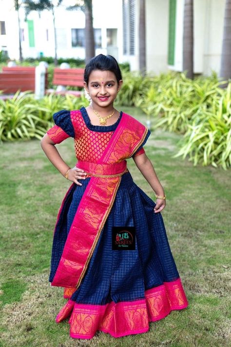 Pavadai Thavani Design, Pavadai Thavani, Long Frocks For Girls, Simple Frock Design, Simple Frocks, Brocade Blouse, Blouse Design Images, Brocade Blouses, Readymade Saree