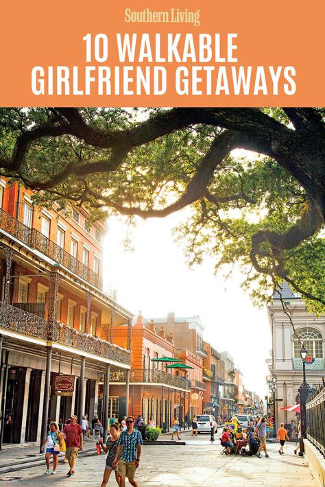 10 Walkable Girlfriend Getaways | Or, a walkable small town like Beaufort, South Carolina, or Bentonville, Arkansas, makes any weekend escape that much more charming. Read on for our recommendations for the best getaways where you’re sure to get your steps in. #southernliving #southerntravel #travelideas Southern Weekend Getaways, Weekend Getaways In The South, Cheap Weekend Getaways, Girls Trip Destinations, Girlfriend Trips, South Usa, Beaufort South Carolina, Best Weekend Trips, Girls Weekend Getaway