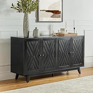 Green Dining Room Walls, Black Buffet Sideboard, Sideboard Living Room, Black Sideboard Buffet, Credenza Tv Stand, Cabinet Console Table, Shelves For Kitchen, Wood Accent Cabinet, Cabinet Console