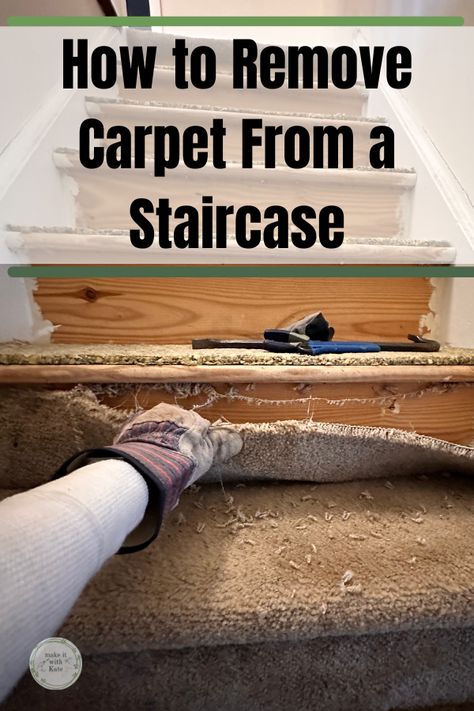 How to remove carpet from stairs How To Redo Carpeted Stairs, Carpet Removal Stairs, How To Rip Up Carpet Diy, Remove Stair Carpet, Replace Carpet On Stairs, How To Carpet Stairs, Remove Carpet, Taking Carpet Off Stairs, How To Remove Carpet