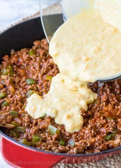 My family LOVED this One Skillet Sloppy Jo Cornbread Casserole! Everything gets cooked in one pan and there were NO leftovers! So yummy! Casserole Recipes Cornbread, Recipe Casserole, Cornbread Casserole Recipe, Cornbread Casserole, One Skillet, Sloppy Joe, Easy Casserole Recipes, Beef Dinner, Easy Casserole