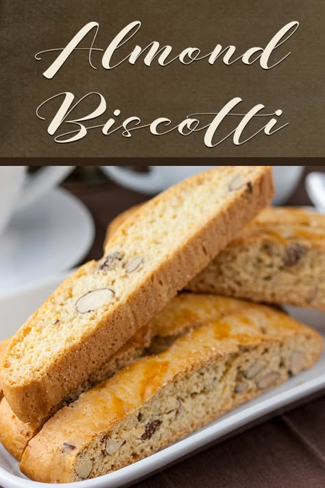 Almond Biscotti - Wonderfully crispy, crunchy, and loaded with almonds! A perfect treat for morning or afternoon coffee or tea. #cookies #dessert #sweet #recipe Best Almond Biscotti Recipe, Almond Biscotti Recipe Easy, Almond Biscotti Recipe Italian, Best Biscotti Recipe, Almond Biscotti Recipe, Italian Biscotti, Biscotti Recipes, Almond Biscotti, Biscotti Cookies