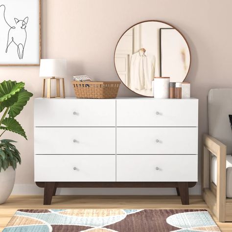 Bedroom Dresser Set, Mod Bedroom, Wood 6 Drawer Dresser, Bedroom Dresser Sets, White 6 Drawer Dresser, Dresser Set, Six Drawer Dresser, Hillsdale Furniture, Dresser Sets