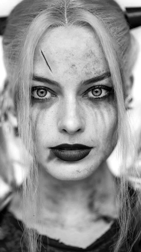 White Photo, Harley Quinn, Blonde, Black And White, Makeup, Hair, White, Black, Make Up