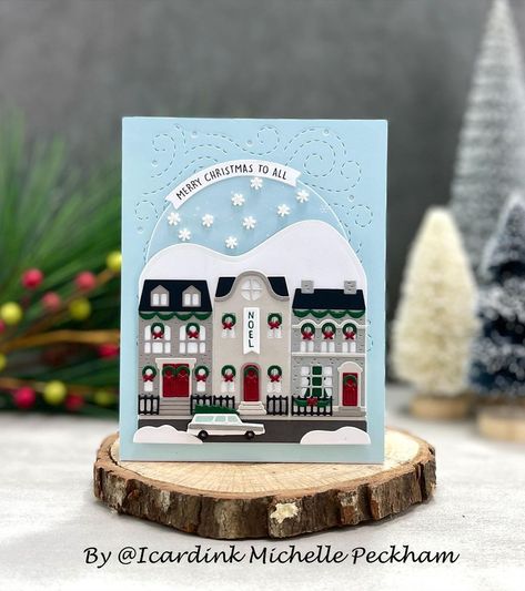 Concord And 9th Cards, Christmas Village Card, Christmas Snowglobe, My Color Palette, Roof Tops, Diy Holiday Cards, Christmas Card Inspiration, Honey Bee Stamps, Loving Heart