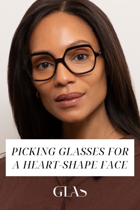 Informational pin about how to pick glasses for your face shape. Features four women with different face shapes and skin tones, wearing different glasses. Glasses For Heart Shaped Face For Women, Heart Shape Face Glasses, Glasses For Heart Shaped Face, Heart Shaped Face Glasses, Find Your Face Shape, Face Shape Hair, Reading Glasses For Women, Glasses For Your Face Shape, Fashion Reading Glasses