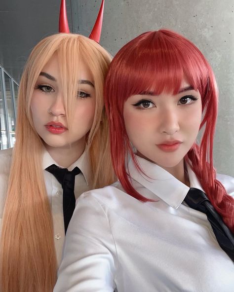 Power And Makima, Makima Anime, Anime Chainsawman, Anime Cosplay Ideas, Duo Costumes, Anime Halloween, Anime Figurines, Fantasias Halloween, Amazing Cosplay