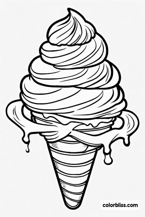 Get ready to cool off with this free printable melting ice cream cone coloring page! Perfect for kids and adults alike, this delightful coloring sheet features a big, swirly ice cream cone with delicious drips running down the sides. Capture the essence of summer by using your favorite colors to bring this yummy treat to life. Whether it’s for a coloring party at home or a fun afternoon activity, this coloring page is sure to spark creativity and yummy vibes. Download it now and let the fun begin! Coloring Party, Ice Cream Coloring Pages, Melting Ice Cream, Rainbow Ice Cream, Food Coloring Pages, Delicious Ice Cream, Celebration Around The World, Party At Home, Spark Creativity