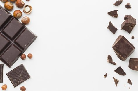 Chocolate bar and pieces copy space Free... | Free Photo #Freepik #freephoto #food #chocolate #space #flat Bakery Background, Chocolate Bar Design, Chocolate Texture, Chocolate Photos, Food Chocolate, Types Of Chocolate, Invitation Mockup, Chocolate Powder, Chocolate Sponge