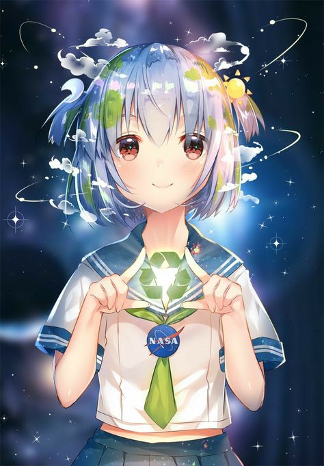 Earth Chan, Space Anime, Bd Art, Anime Galaxy, Anime Version, Save Earth, Art Anime, Anime Kawaii, An Anime