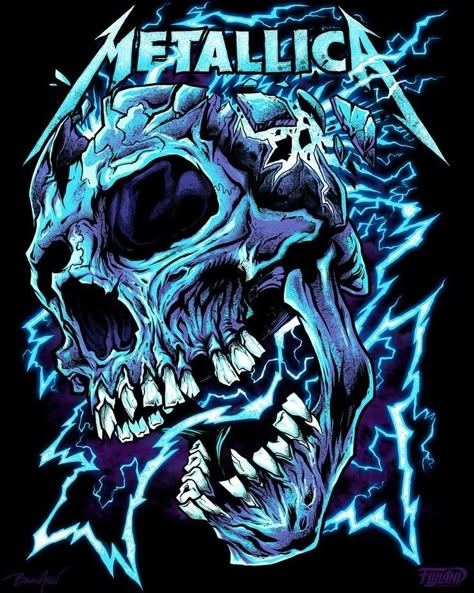 Metallica Lightning, Metallica Tattoo, Arte Heavy Metal, Vintage Tshirt Design, Metallica Logo, Metallica Art, Rock Poster Art, Bear Artwork, Heavy Metal Art