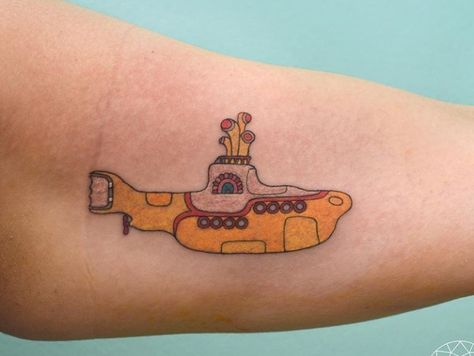 Yellow Submarine Tattoo, Beatles Inspired Tattoos, Submarine Tattoo, Antler Tattoo, Marine Tattoo, Finger Tats, Sacred Geometry Tattoo, Geometry Tattoo, Tatuaje A Color