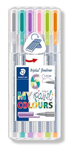 Staedtler Triplus Fineliner Pens 6-Color Pastel Set Staed... Staedtler Triplus Fineliner Pens, Staedtler Triplus Fineliner, Nature Colours, Flamingo Color, Fineliner Pens, Easy Writing, Ocean Colors, Pastel Pencils, Ink Wash