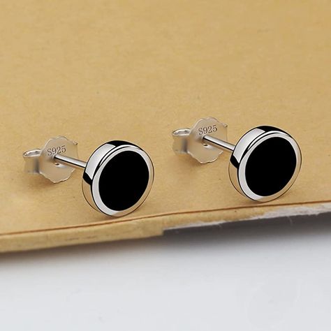 Boys Earring, Boys Earrings, Boy Earrings, Kurta Buttons, Aesthetic Ropa, Silver Round Earrings, Black Stud Earrings, Stud Earrings For Men, Mens Fashion Wear