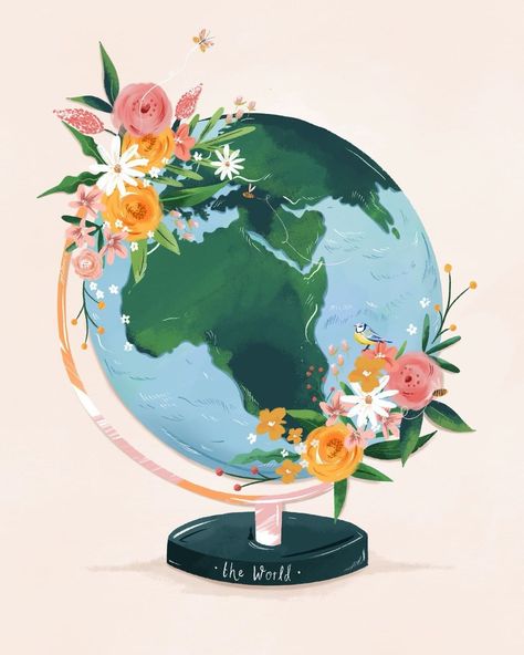 Earth Illustration, Boho Inspo, Happy Earth Day, Earth Art, Happy Earth, Learn Japanese, Going Green, Lovely Day, Artist Paint