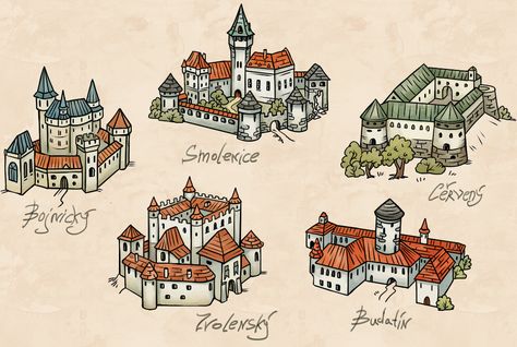 Castle Map Drawing, Fantasy Maps Icons, Fantasy Castle Map, Fantasy Map Village, Dnd World Map Icons, Fantasy Map City Icon, Fantasy Map Icons, Fantasy Map Icons Village, Fantasy Map Castle Icon