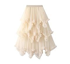 Women Layered Tulle Long Skirt UK Ladies Fashion High Waist Solid Color Frill Trim Ruffle Midi Skirt (Green Hi-Lo, One Size) : Amazon.co.uk: Fashion Cake Skirt, Gauze Dress, Tiered Skirt, Long Skirt, Apricot, High Waist, Mesh, Elastic, Skirt