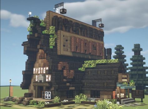 Gravity Falls House Plan, Minecraft Creative Houses, Minecraft Mystery Shack, Minecraft World For Girlfriend, Minecraft Gravity Falls, Mystery Shack Minecraft, Gravity Falls House, Gravity Falls Minecraft, Shack Minecraft