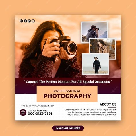 Premium PSD | Digital photography services square social media post and web banner design template Photographer Instagram, Banner Template Design, Web Banner Design, Instagram Post Template, Web Banner, Photography Services, Post Templates, Media Post, Vector Photo