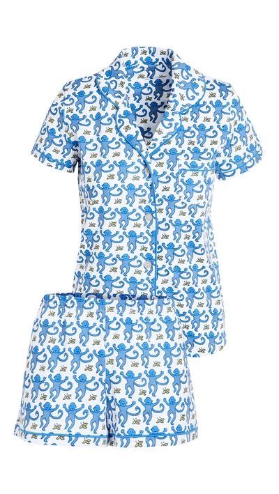 Roller rabbit blue monkey print pyjamas Roller Rabbit Monkey, Aesthetic Hoodies, Cotton Pajama Shorts, Short Pajamas, Blue Monkey, Monkey Print, Roller Rabbit, Print Pajamas, Hoodie Girl