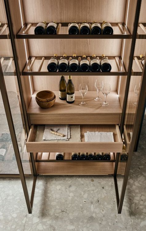 Wine Cellar Interior Design, Luxury Wine Cellar, Wine Cabinet Design, Wine Cellar Modern, Wine Room Design, Coin Bar, Wine Closet, Italian Furniture Modern, Home Wine Cellars