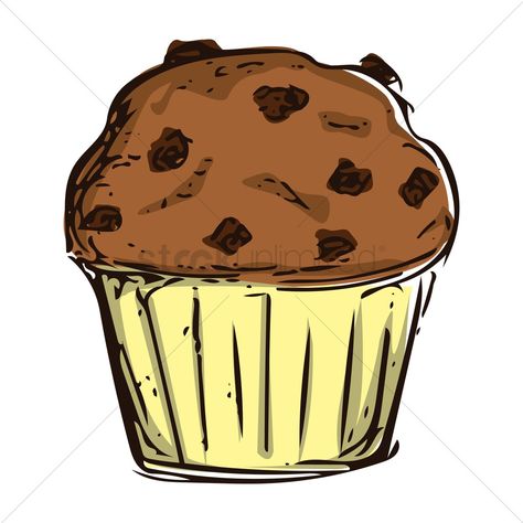 Muffin Drawing Illustration, How To Draw A Muffin, Muffin Drawing Cute, Muffin Doodle, Muffin Sketch, Cookie Drawing Easy, Cupcake Drawing Easy, Draw Cupcake, Muffin Drawing