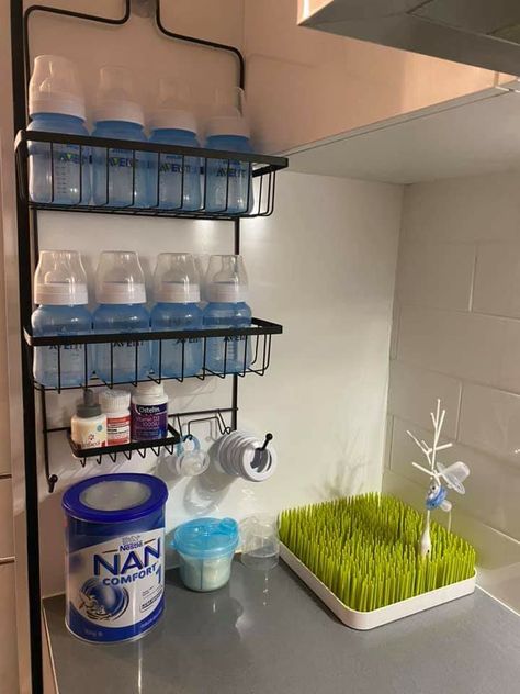 Baby Bottle Station, Bottle Station, Newborn Organization, Baby Bottle Organization, Baby Bottle Storage, Baby Nursery Organization, Baby Room Organization, Baby Storage, Newborn Baby Tips