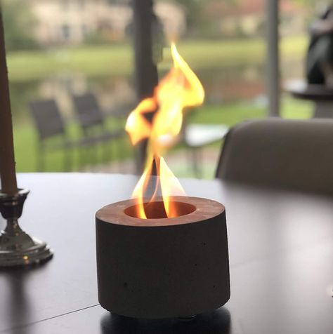 Diy Cement Candle Holders, Mini Fire Pit, Tabletop Fire Bowl, Cement Candle Holders, Indoor Fire Pit, Tabletop Fire Pit, Clean Fireplace, Ventless Fireplace, Tabletop Fireplaces