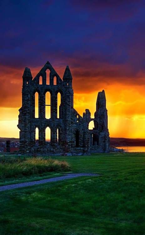 Abbey Ruins, Sunrise Tattoo, Whitby Abbey, Scotland History, Travel England, Temple Ruins, Artsy Pictures, Yorkshire England, Sacred Places