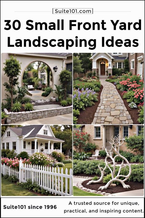 30 Small Front Yard Landscaping Ideas And Inspiration Tiny Front Yard Landscaping, Small Side Yard Ideas, Small Yard Curb Appeal, Small Front Yard Landscaping Ideas, Boost Curb Appeal, Small Front Yard Landscaping, Small Front Yard, Front Yard Landscaping Ideas, Yard Landscaping Ideas