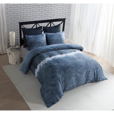 Kensie Janie Denim Queen Duvet Set-JANIE 4010 - The Home Depot Sunset House, King Duvet Set, 100 Cotton Duvet Covers, Denim Decor, Material Bed, Linen Bedroom, Reversible Duvet Covers, Future Room, Cotton Duvet Cover