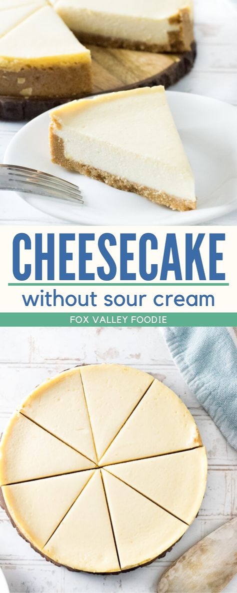 No Sour Cream Cheesecake, Easy Cheesecake Recipes No Water Bath, No Bake Cream Cheesecake, Cheesecake Recipes Without Water Bath, No Bake Cheesecake Without Heavy Cream, Cheesecake Recipes Without Sour Cream, No Water Bath Cheesecake, Easy Cheesecake Recipes No Bake 4 Ingredients Cream Cheeses, Cheesecake With Heavy Cream