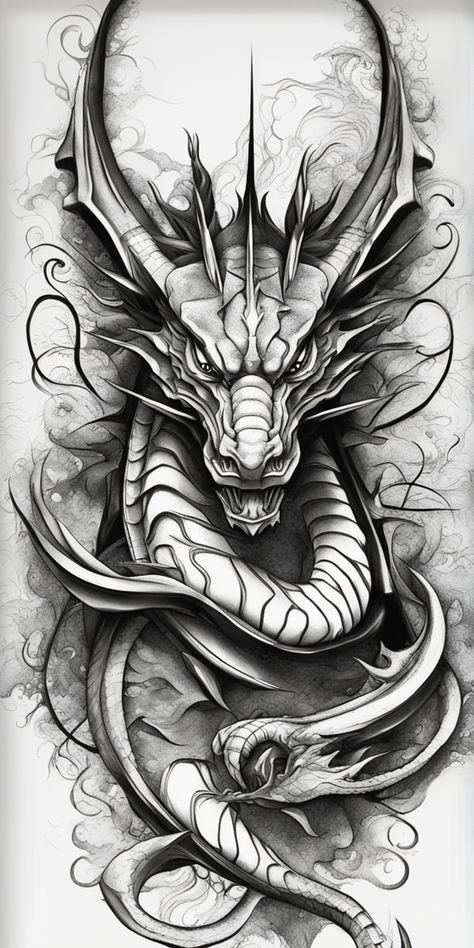 Realistic Dragon Drawing, Dragon Head Drawing, Tigre Y Dragon, Japanese Warrior Tattoo, Ink Tattoo Design, Red Tattoo Ideas, Tattoo Trash, Red Ink Tattoo, Dragon Tattoos For Men