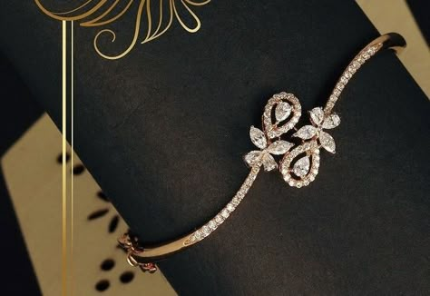 Infinity Ring Design For Women, Diamond Bracelet Design Indian, Diamond Bracelets Indian, Real Diamond Bracelet Designs, Diamond Kada Bracelets, Diamond Bracelets Women, Modern Necklace Design, Diamond Kada, Gold Bracelet Simple