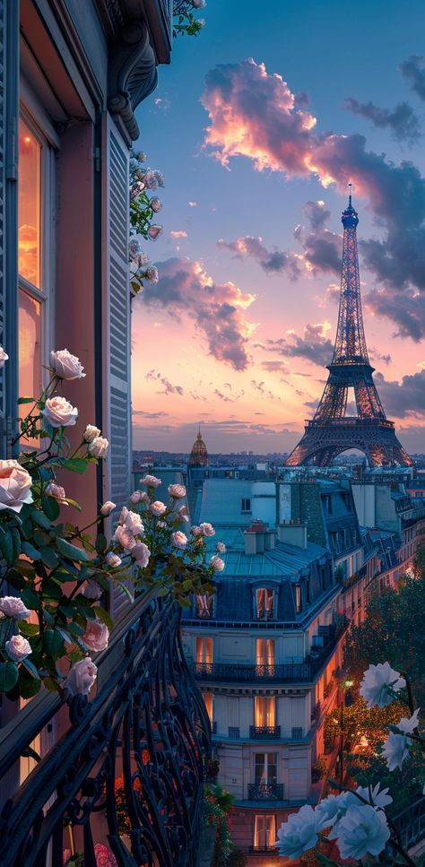 Inbox (7) - marieleese@btinternet.com Romantic View, Parisian Elegance, Cozy Balcony, Evening View, Eiffel Tower In Paris, Romantic Ambiance, Tuileries Garden, Tower In Paris, Iconic Architecture