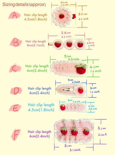 Crocheting Hair Accessories, Cute Crochet Hair Clips, Crochet Strawberry Hair Clip, Cute Crochet Hair Accessories, Crochet Clips Hair, Hair Pin Crochet, Cute Crochet Accessories, Crochet Hair Pins, Cute Diy Hair Accessories