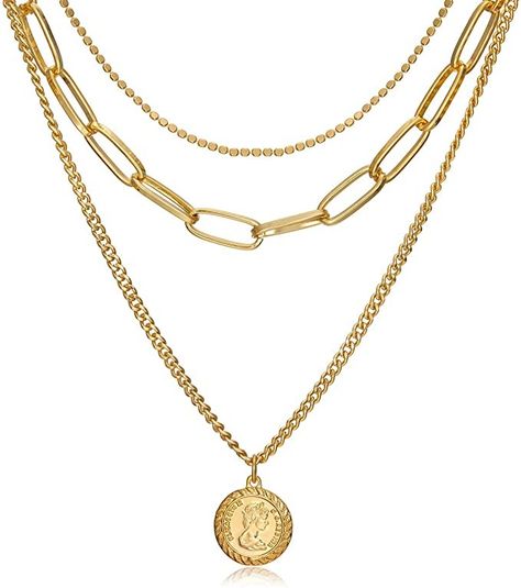 Layered Pendant Necklace 18K Gold Plated Queen Elizabeth Coin Disc Chain Vintage Valentine's Day Couples Mother’s Day Special Gifts Sweater Necklace Gold Coin Necklace for Women Jewelry Snake Choker Necklace, Planet Jewelry, Planet Necklace, Gold Jewelry Gift, Smart Jewelry, Sweater Necklace, Valentines Day Couple, Gold Coin Necklace, Women Anklets