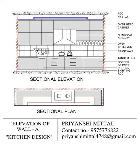 Kitchen Section Drawing Interior Design, Sectional Elevation Of Bedroom, Living Room Elevation Drawing Interior Design, Working Drawings Interior Design, Kitchen Working Drawing Details, Sectional Elevation Interior, Kitchen 2d Plan, Kitchen 2d Drawing, Working Drawings Architecture Details